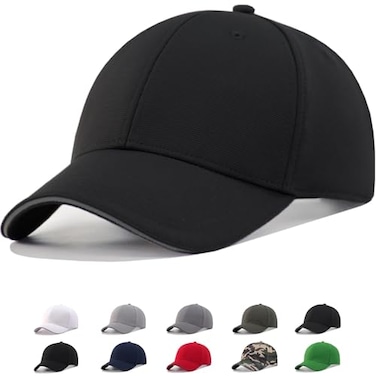 TSSGBL Mens Plain Baseball Cap One Size XXL for Big Heads NoLogo Large Adjustable Blank Golf Ball Caps Black