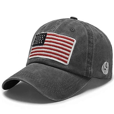 Uphily Black USA American Flag Baseball Cap Low Profile Patriotic Dad Hat for Men or Women