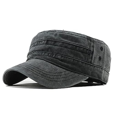 YULOONG Military Cap Vintage Army Caps Washed Cotton Flat Top Cap Outdoor Sunhat