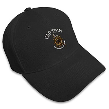 Speedy Pros Baseball Cap Captain Wheel Sailing Anchor Embroidery Ship Boat Crew Acrylic Hats for Men Women Strap Closure Black