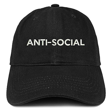 Trendy Apparel Shop Anti Social Embroidered Brushed Cotton Dad Hat Cap Black
