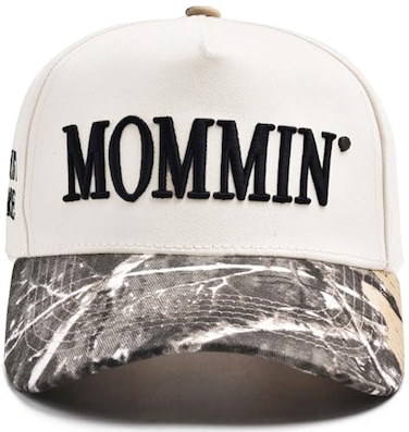 KIDHABE Womens Mommin Trucker Hat Vintage TwoTone Ponytail Baseball Cap Embroidered Adjustable Hat Great Gift for Mom Women Camo