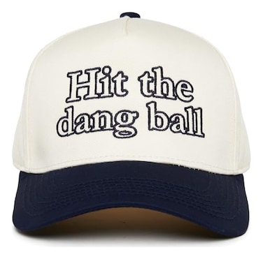 Funky Junque Two Tone Vintage Snapback Hat Hit The Dang Ball NavyBeige