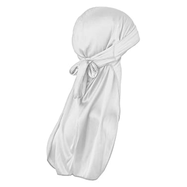 WLLHYF Silk Durag Long Tail Durag Breathable Pirate Headwraps Cap for 360 Waves Soft Bandana Turban Hat Hair Loss Chemo Cap White