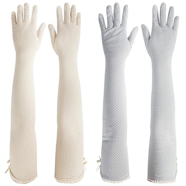 kilofly Womens Long AntiUV Breathable Arm Sun Block Driving Gloves 2 Pairs