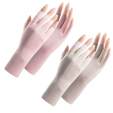 Vikodah Women Fingerless Gloves Summer UV Protection Gloves Cool Ice Silky Sun Block Driving Unisex
