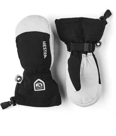 Hestra Army Leather Heli Ski Junior Mitt Youth 413yrs Waterproof Insulated Classic Kids Snow Mittens I Ski Snow Play Black 6