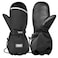 MCTi Kids Mittens Waterproof Winter Ski Warm Sherpa Lined Long Cuff with String Black XXXSmallFits 24 Years