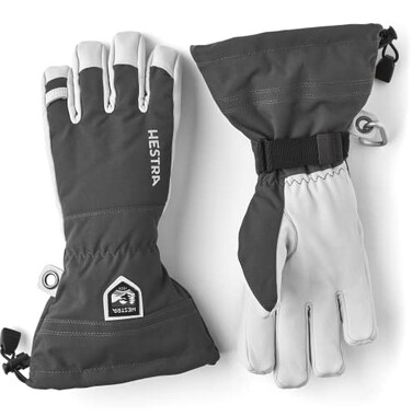 Hestra Ski Gloves Army Leather Heli Leather Cold Weather Powder Gloves Grey 10