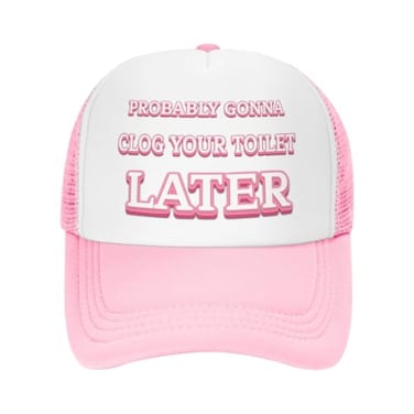 Alybeuself Funny Trucker Hats Weird Gag Gift for Adults Inappropriate Joke Baseball Cap Adjustable Mesh Hat for Men Women PinkWhite