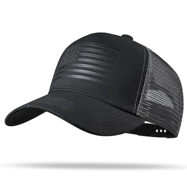 RONGJUN American Flag Trucker Hat Snapback Hat Baseball Cap for Men Women Breathable Mesh Side Adjustable Fit for Casual Wear BlackDark Gray
