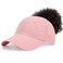 BUTITNOW Women Backless Ponytail Baseball Cap for Curly Hair Afro Puff High Messy Bun Adjustable Perforated Ponycap Pink