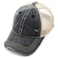 C.C CC Hatsandscarf Exclusives Washed Distressed Cotton Denim Ponytail Hat Adjustable Baseball Cap BT12 Black