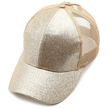 C.C CC Hatsandscarf Ponytail caps Messy Buns Trucker Plain Baseball Cap BT6 GlitterGold