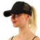 C.C CC Ponytail Messy Buns Trucker Ponycaps Plain Baseball Visor Cap Dad Hat Black