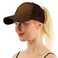 C.C CC Ponytail Messy Buns Trucker Ponycaps Plain Baseball Visor Cap Dad Hat Brown