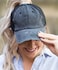 Eohak Distressed Ponytail Hats Baseball for Women MessyBun Pony Caps Black