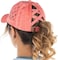 Funky Junque Criss Cross Hat Womens Baseball Cap Distressed Ponytail Messy Bun Trucker Ponycap Basketweave Coral