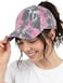 Funky Junque Criss Cross Tie Dye Baseball Cap for Women with Ponytail Slot Adjustable Vintage Hat Tie Dye GreyLight Pink Mix