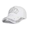 Gudessly Adjustable Womens Bling Rhinestone Bejeweled Cotton Denim Baseball Cap Hip Hop Hat ACrown White
