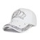 Gudessly Adjustable Womens Bling Rhinestone Bejeweled Cotton Denim Baseball Cap Hip Hop Hat ACrown White