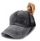 KKMKSHHG Criss Cross Baseball Caps Women Ponytail Mesh Hat Distressed High Messy Bun Trucker Ponycap Black