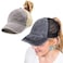 ProMindFun Womens Ponytail High Messy Bun Hats Distressed Baseball Caps Unconstructed Washed Dad Hat Girls Trucker Ponycaps