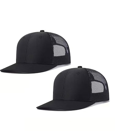 Qoyupuza 2Pack Breathable Mesh Snapback Trucker Hats Adjustable Baseball Caps for Men Women Black Black