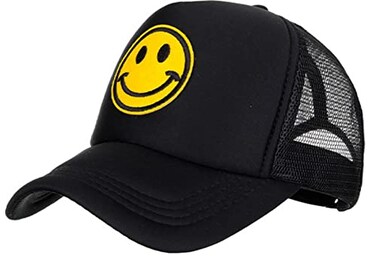 RUINUO Smile Face Baseball Cap Adjustable Trucker Hat Foam Mesh Back Hats