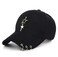 ARAWARA Unisex Black Fitted Kpop Baseball Cap with Ring Chain and Star