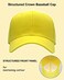Utmost Structured Baseball Cap with Adjustable Closure Performance Hat for Outdoor Activities 1pc Yellow