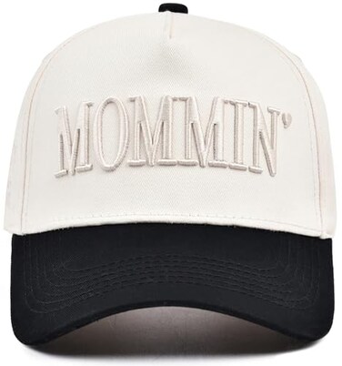 KIDHABE Womens Mommin Trucker Hat for Mom Mom Baseball Cap Embroidered Adjustable Hat Vintage TwoTone Ponytail Baseball Hat White