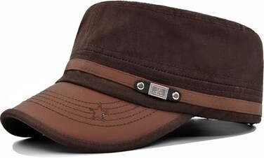 YeeHeen Cadet Army Cap for Men Women Twill Military Corps Hat Flat Top Cap Brown