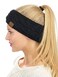 C.C CC Soft Stretch Winter Warm Cable Knit Fuzzy Lined Ear Warmer Headband Black Metallic