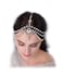 Aimimier Boho Teardrop Crystal Head Chain Layered Faux Pearl Forehead Chain Wedding Headpiece for Women Gold