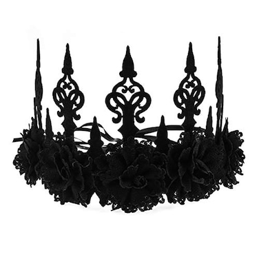 Love Sweety Halloween Vintage Crown Rose Headband Gothic Floral Headpiece A Black