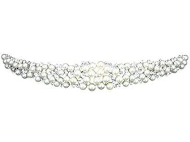 SAMKY Scatter Faux Pearl Rhinestone Crystal Bridal Headband Tiara T1034