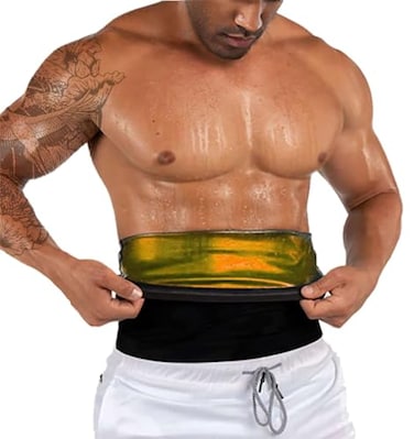 BODYSUNER Men Tank Top Sauna Sweat Vest Waist Trainer With Zipper Compression Workout Enhancing Vest BlueLXL