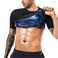 BODYSUNER Sauna Shirt Sweat Vest Suits Waist Trainer for Men Compression Vest Workout Gym Clothes Sweat Enhancer Short Sleeve Black L