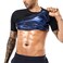 BODYSUNER Sauna Shirt Sweat Vest Suits Waist Trainer for Men Compression Vest Workout Gym Clothes Sweat Enhancer Short Sleeve Black L