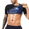 BODYSUNER Sauna Sweat Suits Shirt Waist Trainer for Men Compression Vest Workout Gym Clothes Sweat Enhancer Short Sleeve Black 3XL