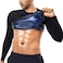 BODYSUNER Sauna Sweat Suits Shirt Waist Trainer for Men Compression Vest Workout Gym Exercise Shirt Long Sleeve BlueXL