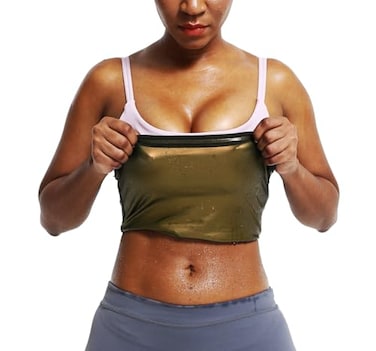 BODYSUNER Sauna Sweat Vest Workout Tank Top Waist Trainer for Women Compression Workout Enhancing Vest BlueSM