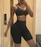 BODYSUNER Sweat Sauna Leggings Pants for Women Compression Workout Thigh Trimmer Plus Size Blue2XL3XL