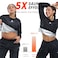 HOTSUIT Sauna Suit Women Durable Gym Workout Sauna Jacket Pants Sweat Suits Black 3XL