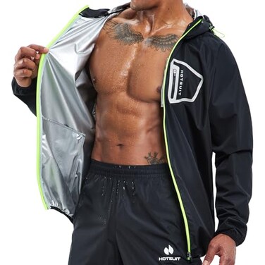 HOTSUIT Sauna Suit Workout Jacket Men Boxing Anti Rip Sweat Suits Tops Blue L