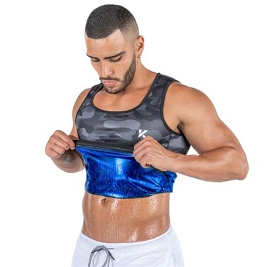 Kewlioo Mens Heat Trapping Pullover Sweat Enhancing Vest Sauna Suit Shirt Compression Vest Shapewear Top for Gym Exercise