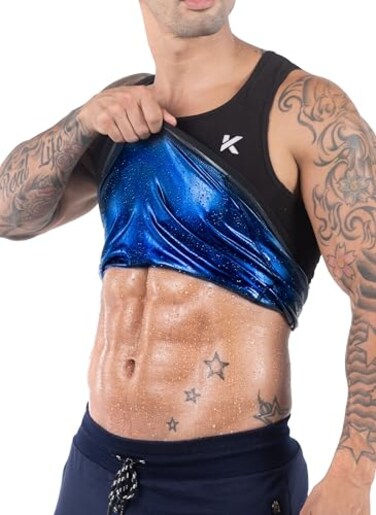 Kewlioo Mens Heat Trapping Pullover Sweat Enhancing Vest Sauna Suit Shirt Compression Vest Shapewear Top for Gym Exercise