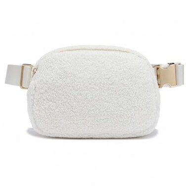 FORZAROCKET Plus Size Sherpa Fanny Pack XL Extended Strap 70 Gold Hardware Women Fleece Crossbody Belt Bag
