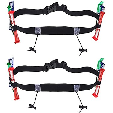 HiVisible Triathlon Race Belt Triathlon Race Bib Belt for Runners Number Holder 2 Pieces Black